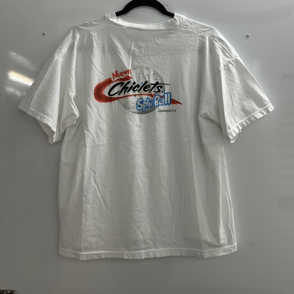 White vintage 90s Chiclets Spin Ball promo T-shirt